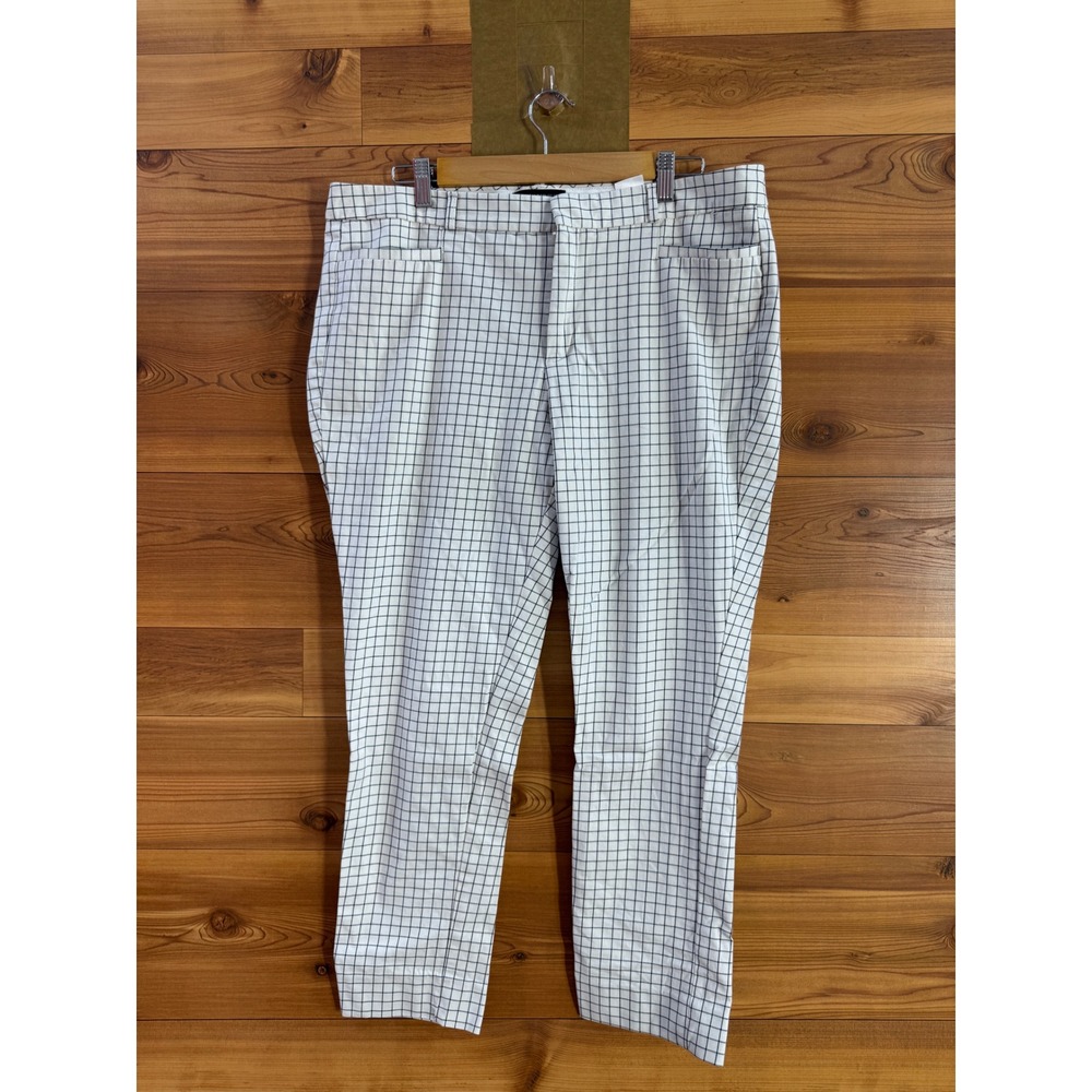 Banana Republic Womens White Navy Windowpane Check Slim Ankle Pants CA17897